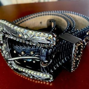 BB Simon Swarovski rhinestone belt XL black